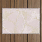 Elegant modern blush pink gold pastel marble Outdoor Rug Gallery Image 1