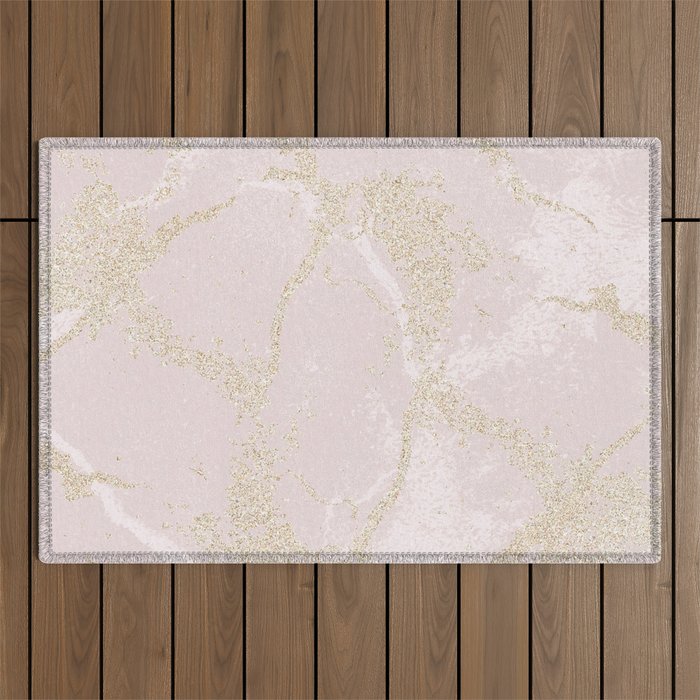 Elegant modern blush pink gold pastel marble Outdoor Rug Gallery Image 1