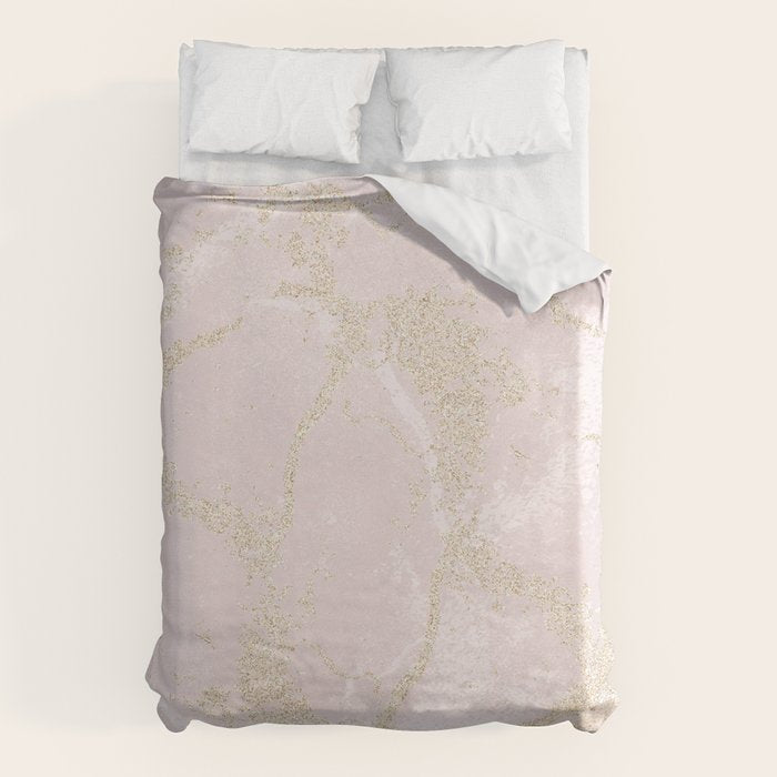 Elegant modern blush pink gold pastel marble Duvet Cover Gallery Image 6