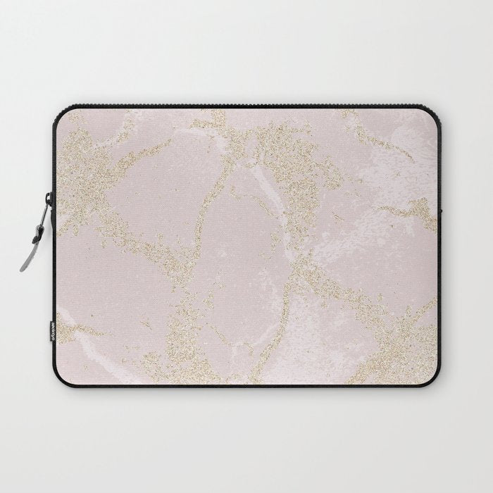 Elegant modern blush pink gold pastel marble Laptop Sleeve Gallery Image 1