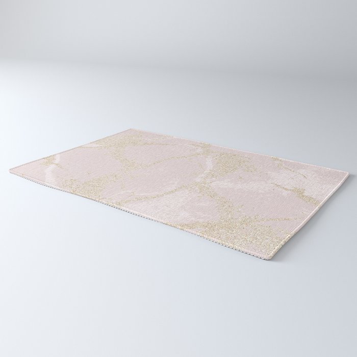 Elegant modern blush pink gold pastel marble Rug Gallery Image 3