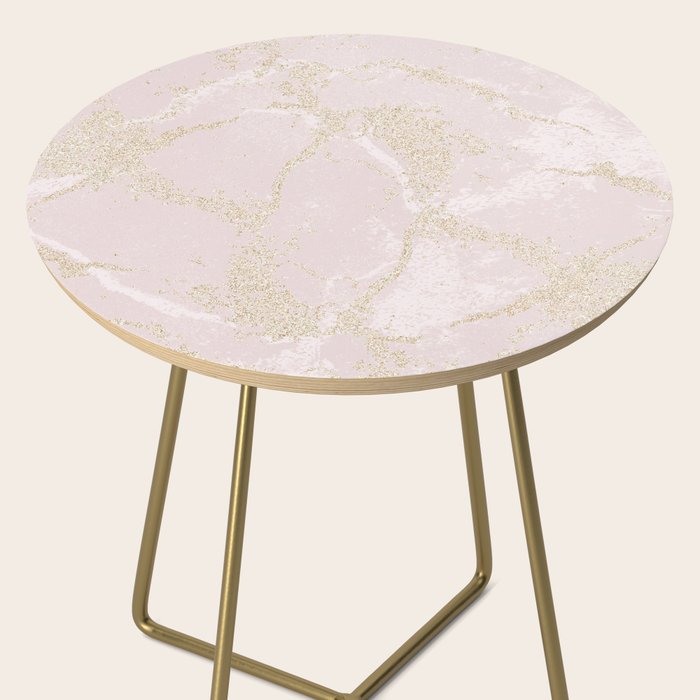 Elegant modern blush pink gold pastel marble Side Table Gallery Image 2