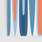 Mid Century Modern Vintage Inspired Stripes in Classic Blues and Muted Orange Poster Gallery Image 3