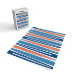 Mid Century Modern Vintage Inspired Stripes in Classic Blues and Muted Orange Jigsaw Puzzle Gallery Image 2