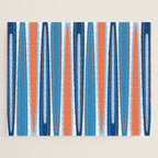 Mid Century Modern Vintage Inspired Stripes in Classic Blues and Muted Orange Jigsaw Puzzle Gallery Image 1