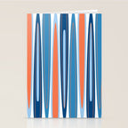 Mid Century Modern Vintage Inspired Stripes in Classic Blues and Muted Orange Stationery Card Gallery Image 2