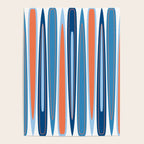 Mid Century Modern Vintage Inspired Stripes in Classic Blues and Muted Orange Poster Gallery Image 4