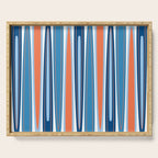 Mid Century Modern Vintage Inspired Stripes in Classic Blues and Muted Orange Serving Tray Gallery Image 1