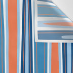 Mid Century Modern Vintage Inspired Stripes in Classic Blues and Muted Orange Wall Tapestry Gallery Image 3