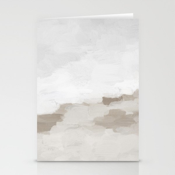 Sands of Time I - Gray Clouds Beige Sandy Desert Dunes Desolate Abstract Nature Painting Art Print Stationery Card Gallery Image 2