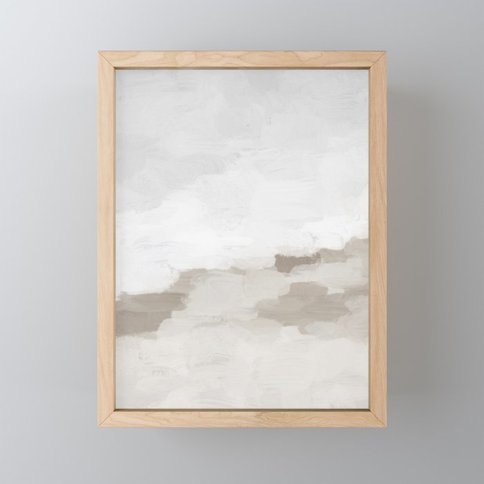 Sands of Time I - Gray Clouds Beige Sandy Desert Dunes Desolate Abstract Nature Painting Art Print Mini Art Print Gallery Image 1