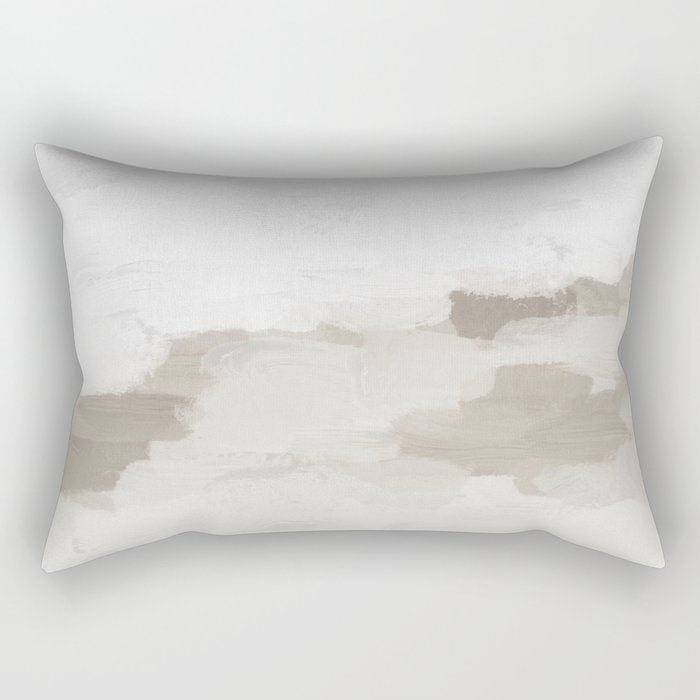 Sands of Time I - Gray Clouds Beige Sandy Desert Dunes Desolate Abstract Nature Painting Art Print Rectangular Pillow Gallery Image 2