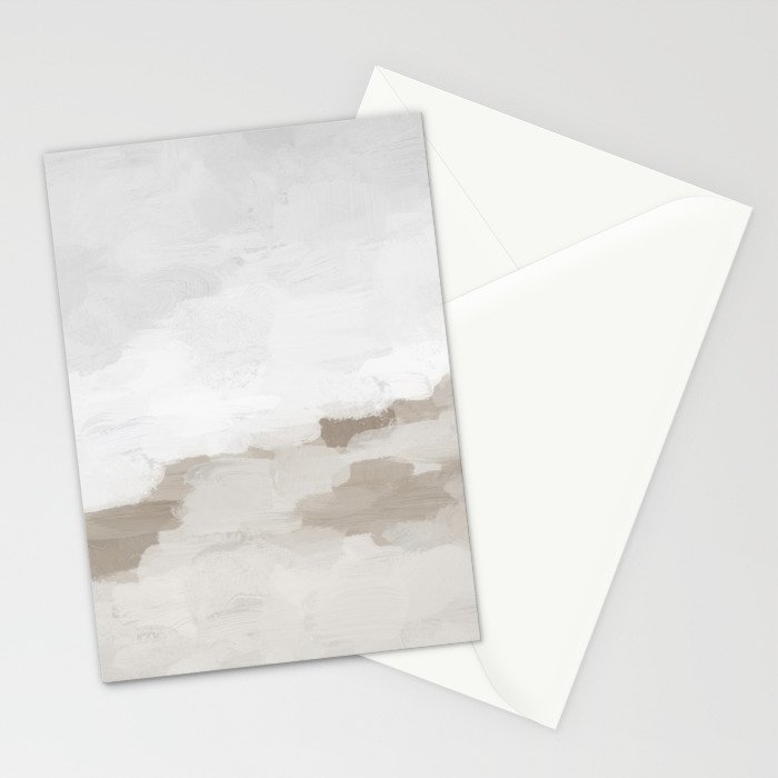 Sands of Time I - Gray Clouds Beige Sandy Desert Dunes Desolate Abstract Nature Painting Art Print Stationery Card Gallery Image 2