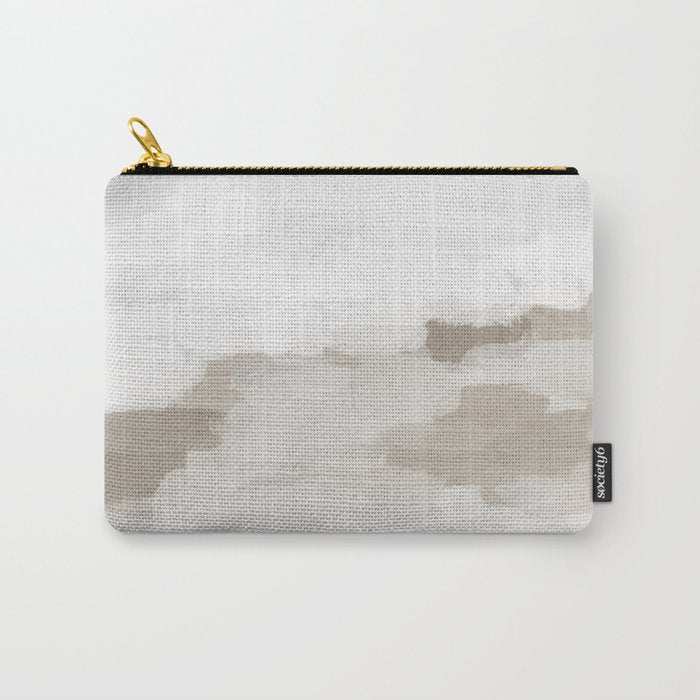 Sands of Time I - Gray Clouds Beige Sandy Desert Dunes Desolate Abstract Nature Painting Art Print Carry All Pouch Gallery Image 1