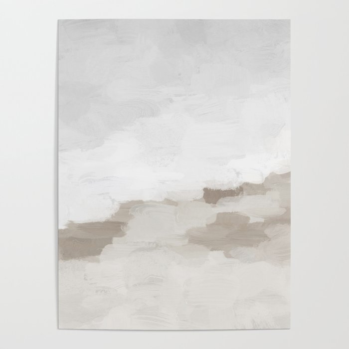 Sands of Time I - Gray Clouds Beige Sandy Desert Dunes Desolate Abstract Nature Painting Art Print Poster Gallery Image 4