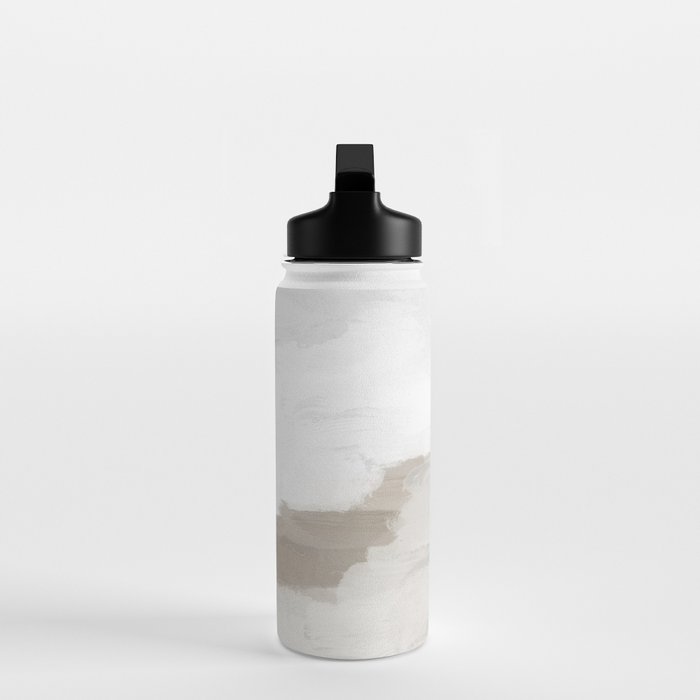 Sands of Time I - Gray Clouds Beige Sandy Desert Dunes Desolate Abstract Nature Painting Art Print Water Bottle Gallery Image 3