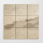 Sands of Time I - Gray Clouds Beige Sandy Desert Dunes Desolate Abstract Nature Painting Art Print Wood Wall Art Gallery Image 1