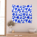 Abstract blue nature flower art pattern Wall Tapestry Gallery Image 2