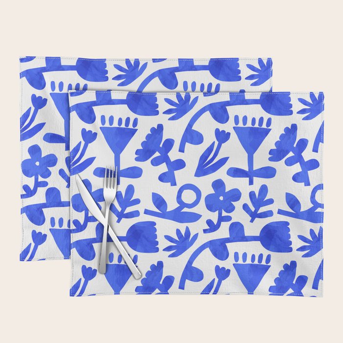 Abstract blue nature flower art pattern Placemat Gallery Image 1