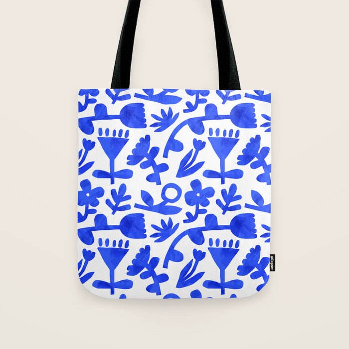 Abstract blue nature flower art pattern Tote Bag Gallery Image 1