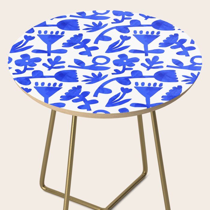 Abstract blue nature flower art pattern Side Table Gallery Image 2