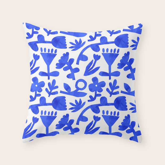 Abstract blue nature flower art pattern Throw Pillow Gallery Image 6