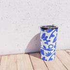 Abstract blue nature flower art pattern Travel Mug Gallery Image 4