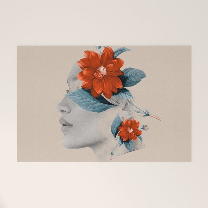 Minimal Collage Floral Portrait Welcome Mat Gallery Image 1
