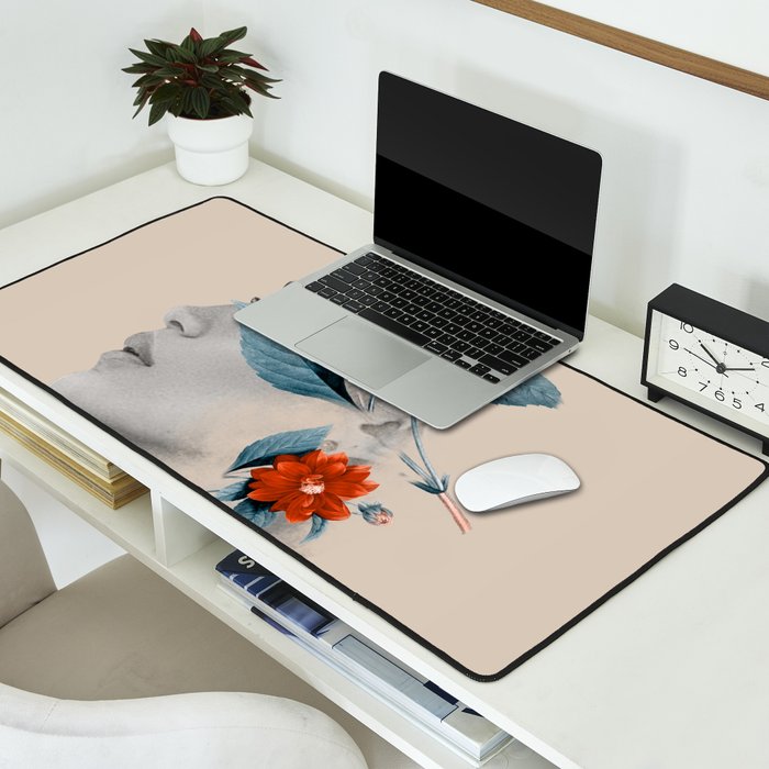 Minimal Collage Floral Portrait Desk Mat Gallery Image 2