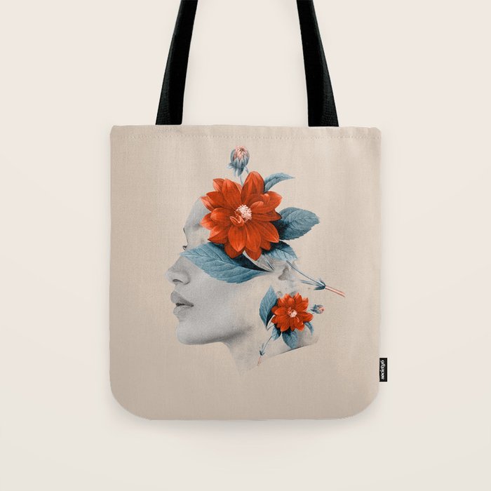 Minimal Collage Floral Portrait Tote Bag Gallery Image 1
