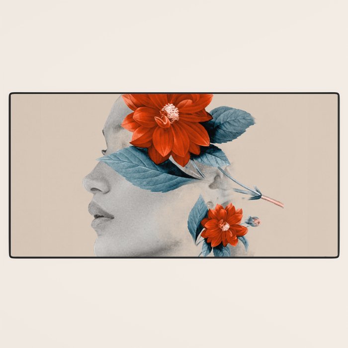 Minimal Collage Floral Portrait Desk Mat Gallery Image 3