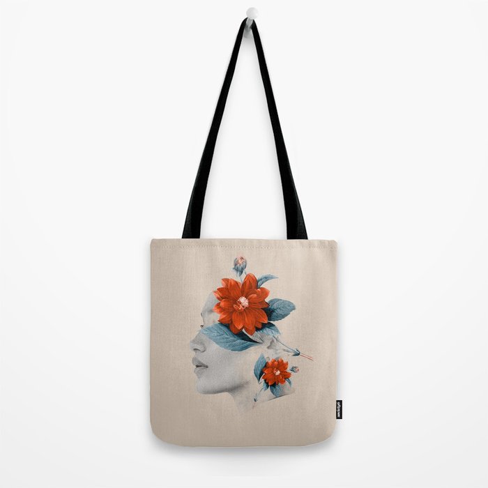 Minimal Collage Floral Portrait Tote Bag Gallery Image 2