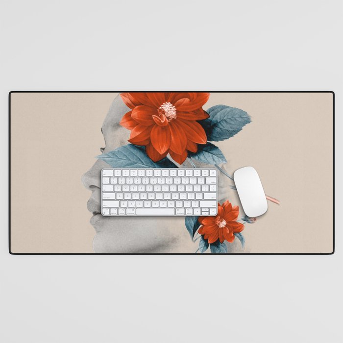 Minimal Collage Floral Portrait Desk Mat Gallery Image 1