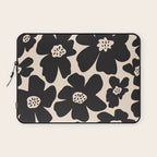 Black and White Retro Daisy Laptop Sleeve Gallery Image 1