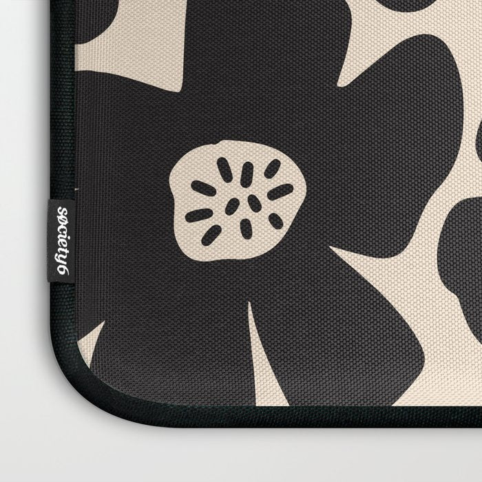 Black and White Retro Daisy Laptop Sleeve Gallery Image 3