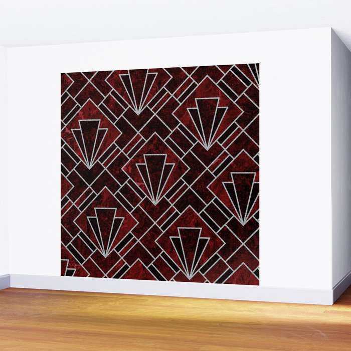 Red Ruby Art Deco Pattern Wall Mural Gallery Image 2