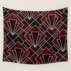 Red Ruby Art Deco Pattern Wall Tapestry Gallery Image 4