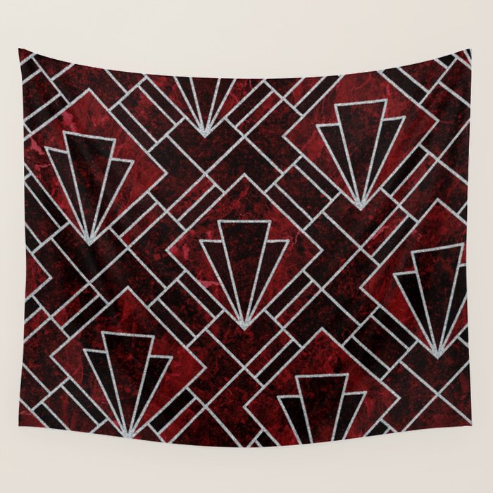 Red Ruby Art Deco Pattern Wall Tapestry Gallery Image 4