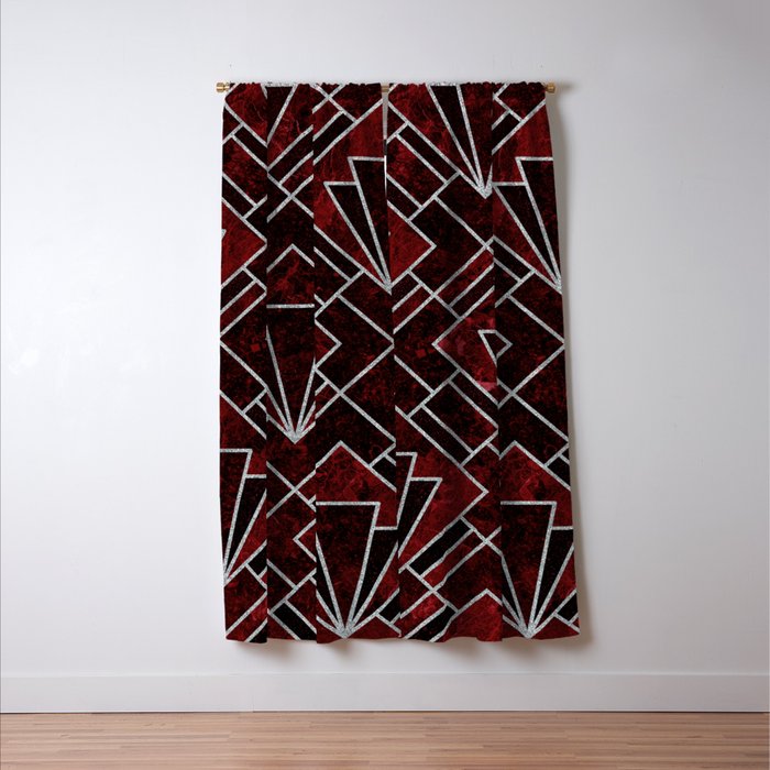 Red Ruby Art Deco Pattern Window Curtain Gallery Image 3