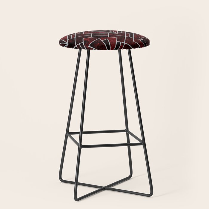 Red Ruby Art Deco Pattern Stool Gallery Image 1