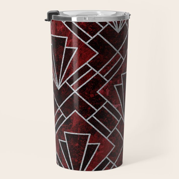 Red Ruby Art Deco Pattern Travel Mug Gallery Image 3