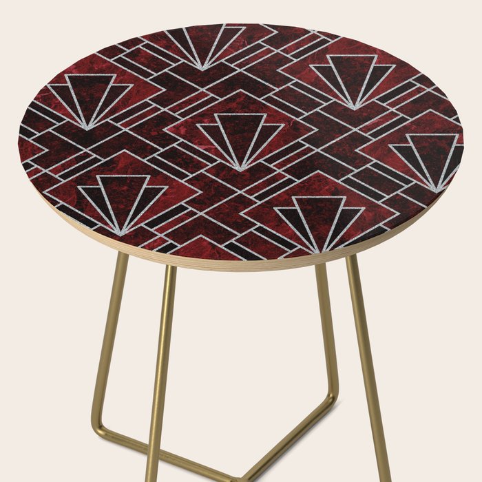 Red Ruby Art Deco Pattern Side Table Gallery Image 2