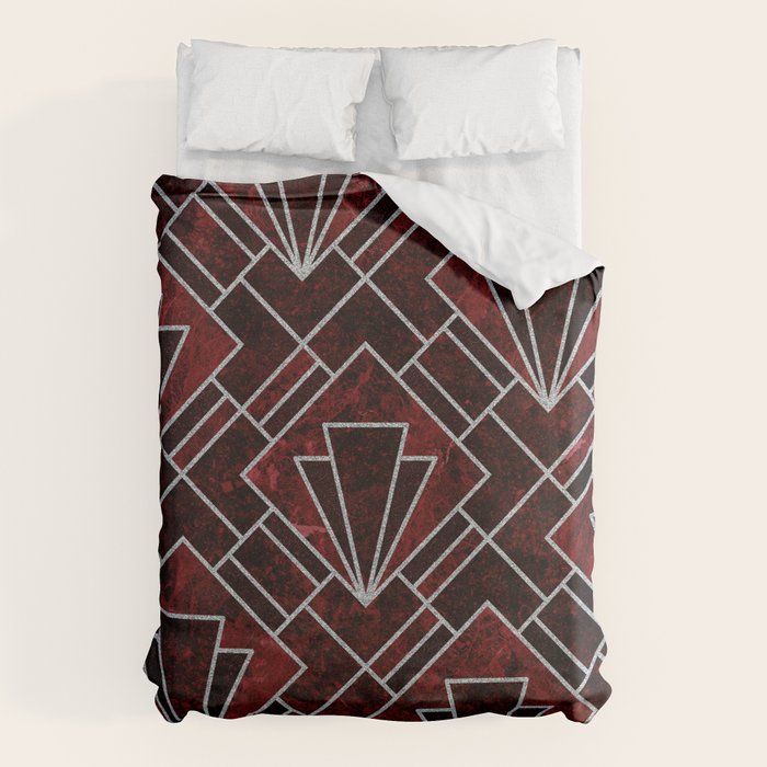 Red Ruby Art Deco Pattern Duvet Cover Gallery Image 6