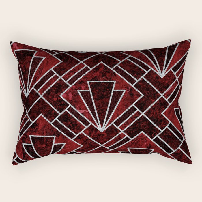 Red Ruby Art Deco Pattern Rectangular Pillow Gallery Image 1
