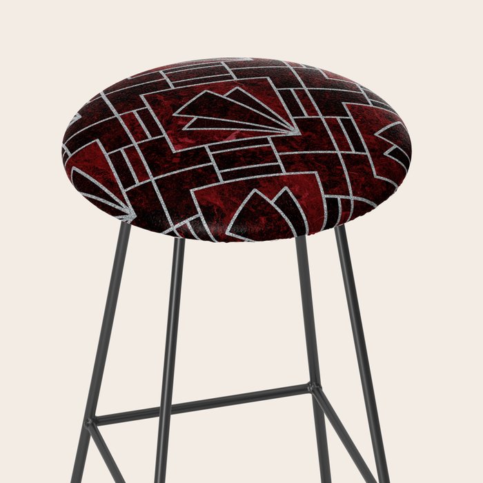Red Ruby Art Deco Pattern Stool Gallery Image 2