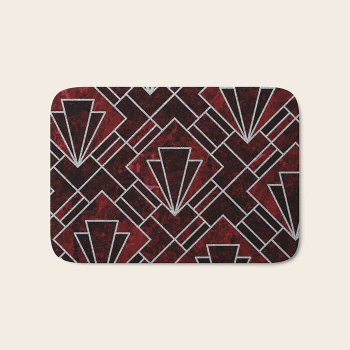 Red Ruby Art Deco Pattern Bath Mat Gallery Image 1