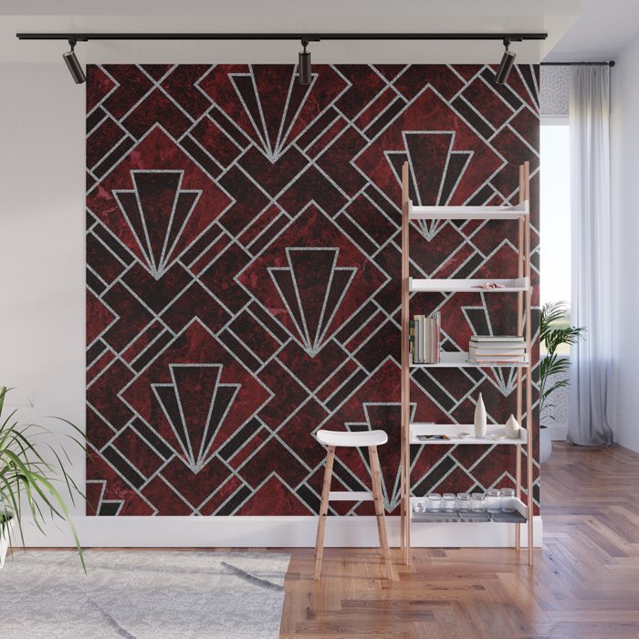 Red Ruby Art Deco Pattern Wall Mural Gallery Image 1