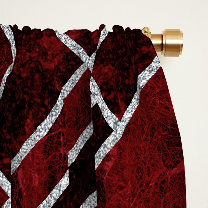 Red Ruby Art Deco Pattern Window Curtain Gallery Image 2