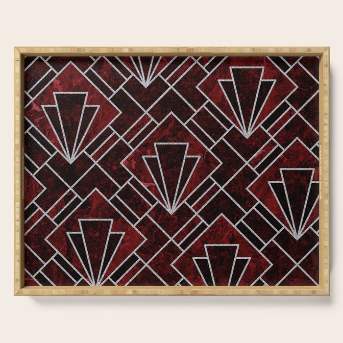 Red Ruby Art Deco Pattern Serving Tray Gallery Image 1
