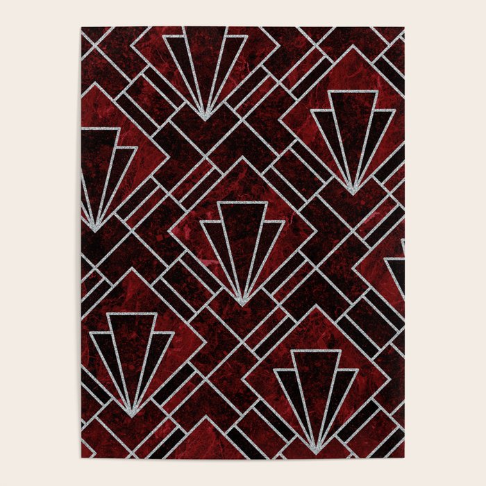 Red Ruby Art Deco Pattern Poster Gallery Image 4